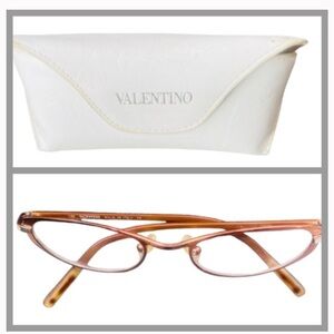 Valentino Authentic Vintage Women's Bronze Metal Eyeglasses with Original Case